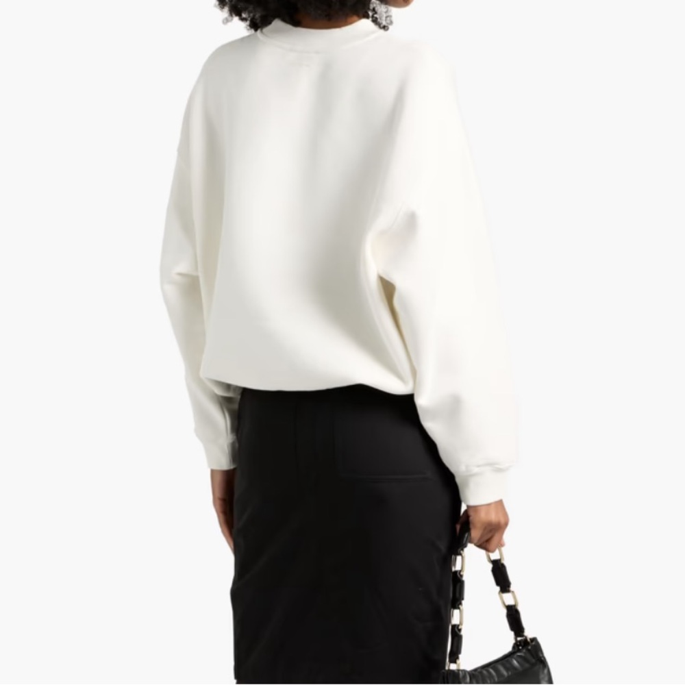 NWT Anine Bing Jaci printed cotton-blend fleece sweatshirt ivory small - Picture 4 of 7
